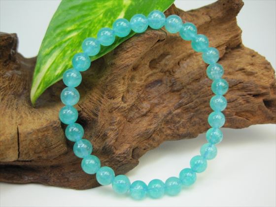 【均一ブレスレット】ブルークォーツァイト(オイル着色)品質AAAΦ6.5±0.2mm