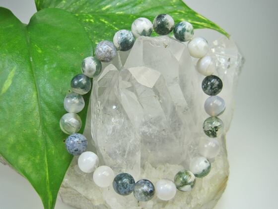 ※訳あり※【均一ブレスレット】モスアゲートΦ8.3±0.3mm