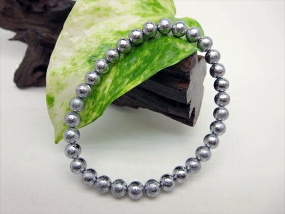 【ブレスレット】ギベオン(鉄隕石)品質AAAΦ6±0.2mm【鑑定済み】