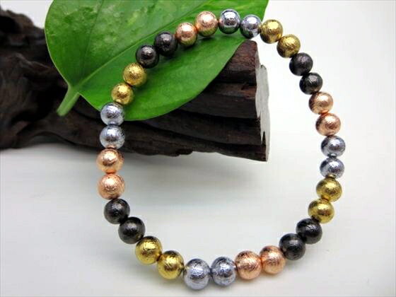 【ブレスレット】ミックスカラーギベオン(鉄隕石)品質AAAΦ6±0.2mm【鑑別済み】