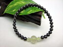【ブレスレット】ブラックギベオン(鉄隕石)&リビアングラス品質AAAΦ6±0.2mm+11.5mm【鑑別済み】
