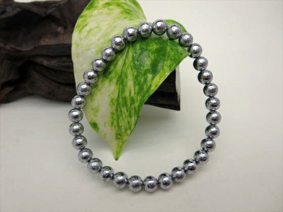 【ブレスレット】ギベオン(鉄隕石)品質AAAΦ6±0.2mm【鑑別書付き】