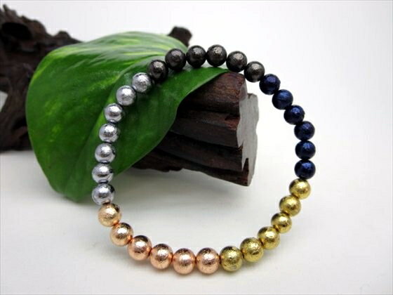 【ブレスレット】ミックスカラーギベオン(鉄隕石)品質AAAΦ6±0.2mm【鑑別済み】