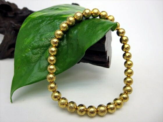 【ブレスレット】ゴールドギベオン(鉄隕石)品質AAAΦ6±0.2mm【鑑別済み】