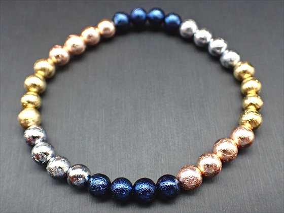【ブレスレット】ミックスカラーギベオン(鉄隕石)品質AAAΦ6±0.2mm27.07g【鑑別書付き】