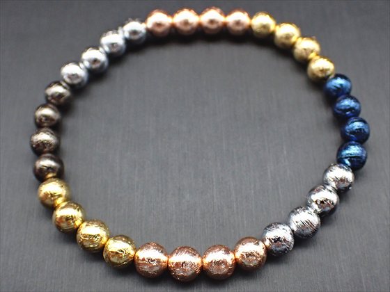 【ブレスレット】ミックスカラーギベオン(鉄隕石)品質AAAΦ6±0.2mm27.71g【鑑別書付き】