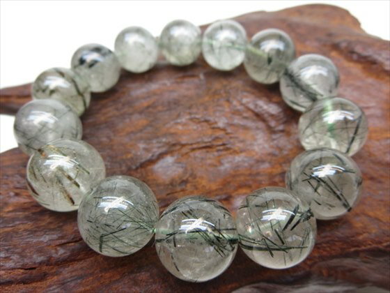 【ブレスレット】グリーンルチルクォーツ品質AAΦ15.3±0.4mm【一点物】