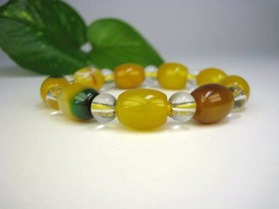 ※訳あり※【均一ブレスレット】イエローアゲート+ガラス玉オーバル+ラウンド13-17×10-14mm+Φ6-8mm