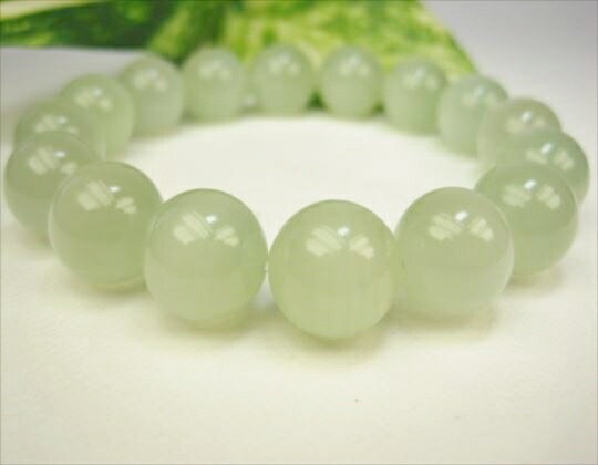 【ブレスレット】グリーンレースカルサイト(カーボナイト)品質AAAΦ13±0.2mm【一点物】