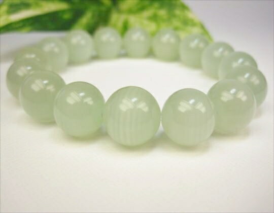 【ブレスレット】グリーンレースカルサイト(カーボナイト)品質AAAΦ13±0.2mm【一点物】