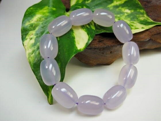 【ブレスレット】ラベンダーカルセドニータワラカット品質AAAΦ18×13±0.5mm【一点物】