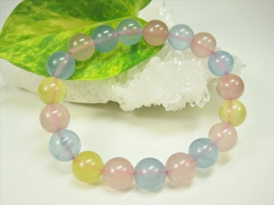 【均一ブレスレット】ミックスカルサイト(着色)Φ10±0.2mm