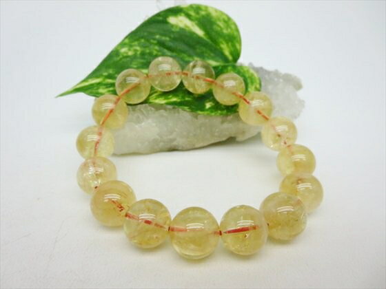 【ブレスレット】天然シトリン品質AAAΦ13.5±0.3mm【一点物】