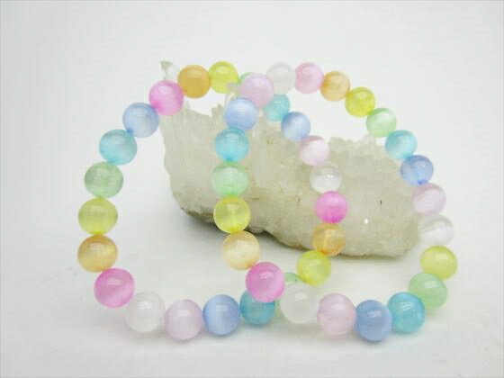 【均一ブレスレット】天然キャッツアイ(セレナイト・オイル着色)品質AAAΦ8.2±0.2mm