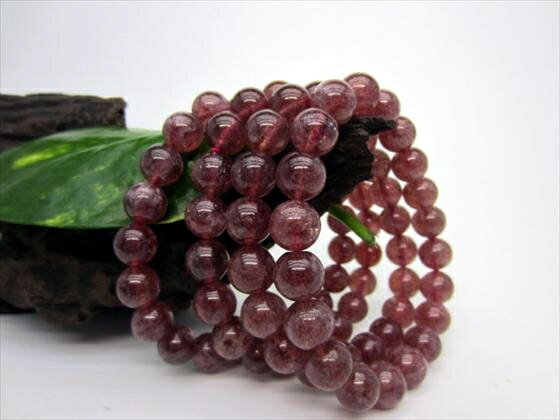 【均一ブレスレット】アフリカンストロベリークォーツ品質AAAΦ9.2〜10.5mm