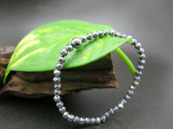 【均一ブレスレット】テラヘルツ品質AAA64面カットΦ4.2±0.2mm+丸玉Φ6±0.2mm【鑑別済み】