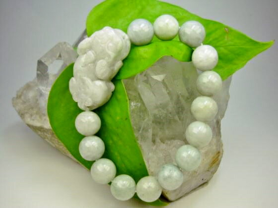 ※訳あり※【ブレスレット】翡翠(ジェダイト)貔貅(ヒキュウ)Φ13.5±0.5mm