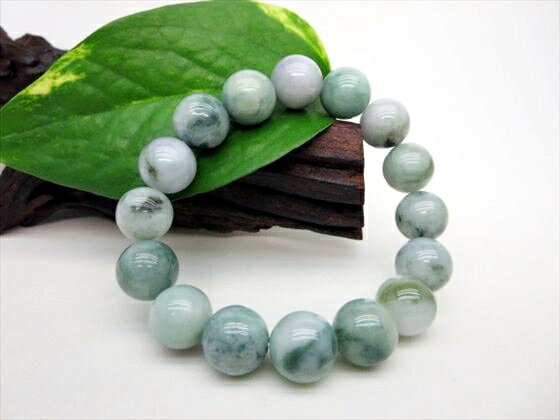 【ブレスレット】マーブル翡翠(ジェダイト)Φ13±0.3mm【鑑別済み】【一点物】