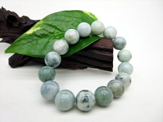 【ブレスレット】マーブル翡翠(ジェダイト)Φ13±0.3mm【鑑別済み】【一点物】
