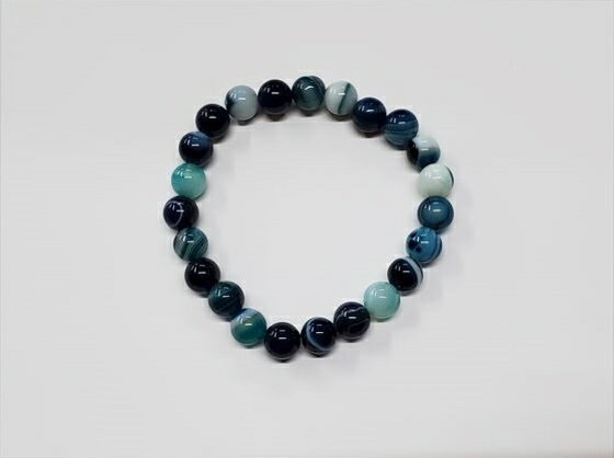【均一ブレスレット】青縞メノウ(熱処理)Φ8.2±0.2mm