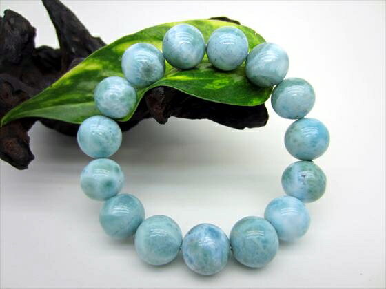 【ブレスレット】ラリマー品質AAAΦ15.4±0.5mm【一点物】