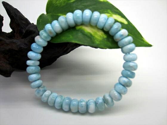 【ブレスレット】ラリマー品質AAAボタンカット8.4〜9×4〜6mm【一点物】