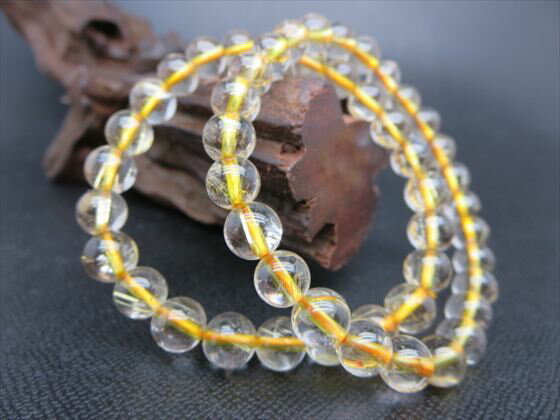 【均一ブレスレット】ゴールドルチルクォーツ品質AAAΦ7〜7.7mm13〜15g