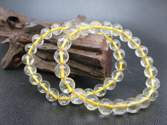 【均一ブレスレット】ゴールドルチルクォーツ品質AAAΦ7.8〜8.4mm17〜20g