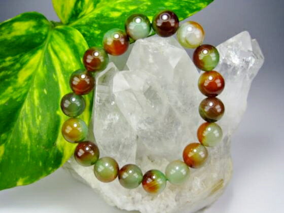 【均一ブレスレット】アゲート(メノウ)茶:緑(熱処理)Φ10±0.2mm