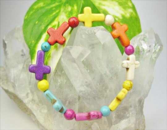 ※訳あり※【均一ブレスレット】マグネサイトターコイズクロスカット