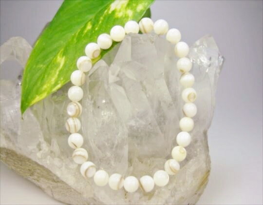 ※訳あり※【均一ブレスレット】マザーオブパールホワイト品質AΦ6.3±0.2mm