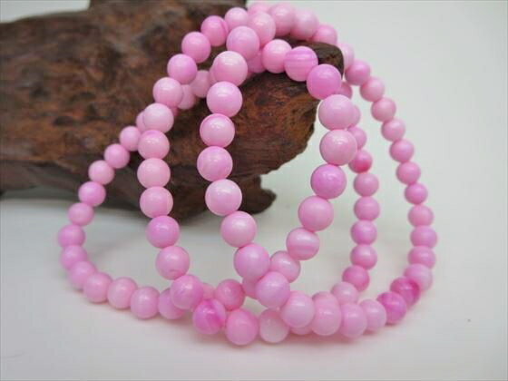 【均一ブレスレット】ピンクシャク石品質AAA(オイル着色)Φ6.5±0.2mm