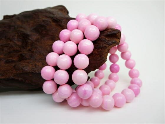 【均一ブレスレット】ピンクシャク石品質AAA(オイル着色)Φ10±0.2mm