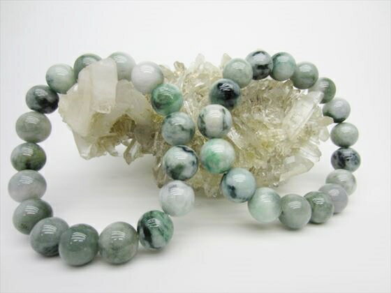 ※訳あり※【均一ブレスレット】マーブル翡翠(ジェダイト)Φ13±0.5mm【鑑定済み】