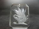 【ペンダントトップ】クリスタルガラス手彫り鳳凰30×24×7mm【クリア】