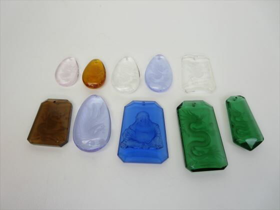 【ペンダントトップ】クリスタルガラス手彫りミックス【10粒SET】