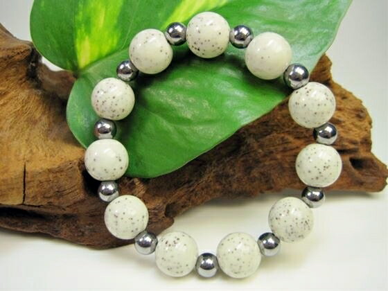 【ブレスレット】北投石12±0.2mmテラヘルツ6.5±0.2mm【一点物】