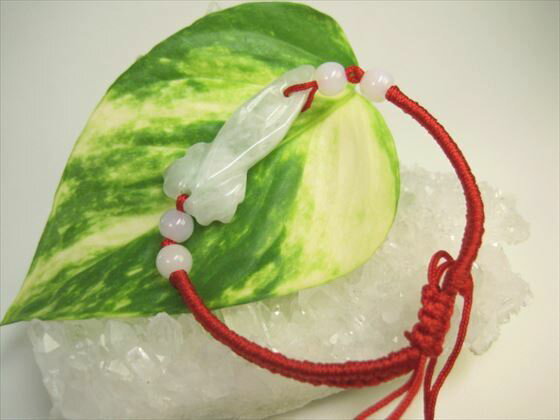 【均一ブレスレット】翡翠(ジェダイト)紐タイプ・赤如意