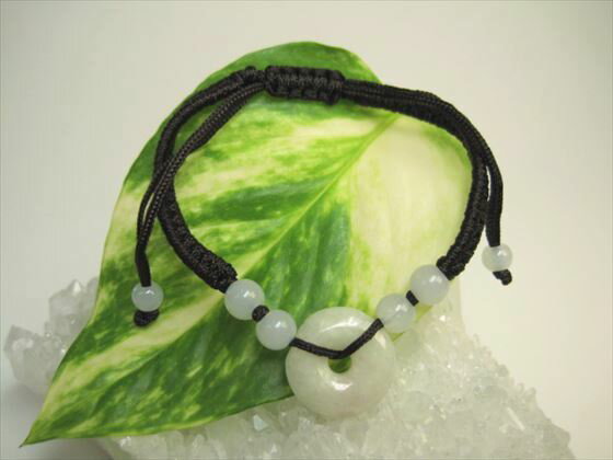 【均一ブレスレット】翡翠(ジェダイト)紐タイプ・茶サークル