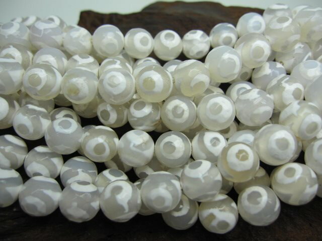 ※訳あり※【連売り商品】三眼天珠・ホワイト多面カットΦ10.2±0.5mm