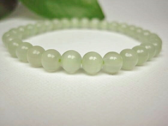 【均一ブレスレット】グリーンレースカルサイト(カーボナイト)品質AAAΦ5.8-6.5mm