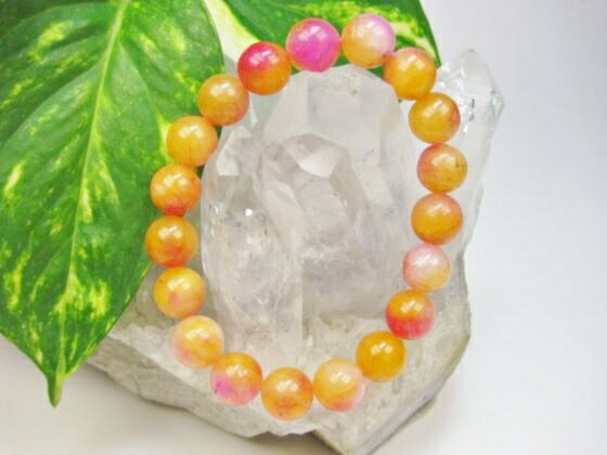 ※訳あり※【均一ブレスレット】オレンジミックスカルサイト(着色)Φ10.2±0.2mm