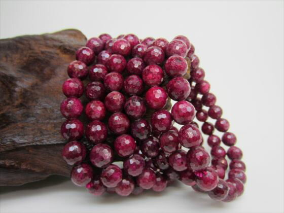 【ブレスレット】ルビー128面カット品質AAAΦ8.5±0.2mm【含侵処理・鑑別済み】