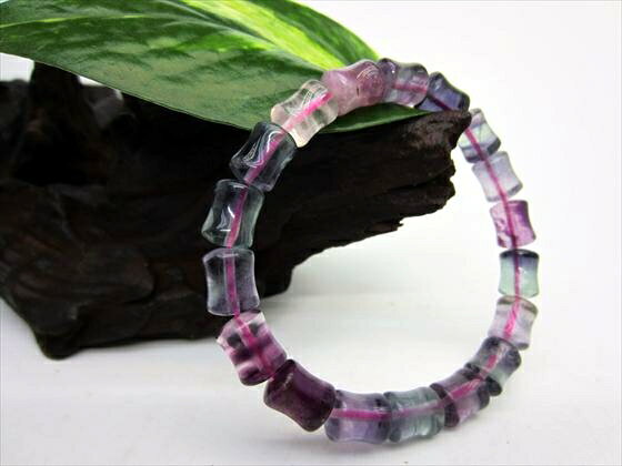 【均一ブレスレット】フローライト品質AAA竹カット10×8mm