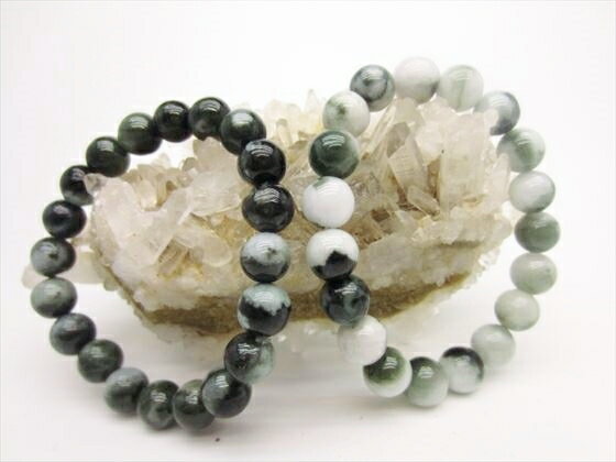 【均一ブレスレット】グアテマラ産マーブル翡翠(ジェダイト)Φ9.5〜10.2mm【鑑定済み】