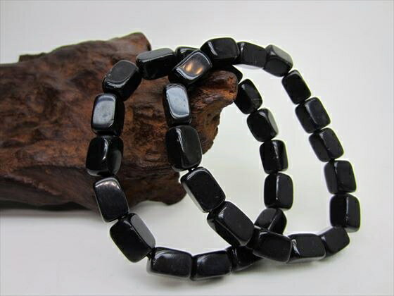【均一ブレスレット】ブラックアゲート(黒メノウ)10-12×7-8.5mm