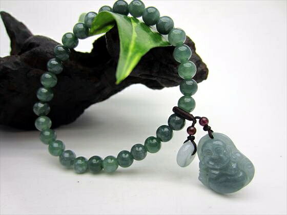 【均一ブレスレット】グアテマラ産翡翠(ジェダイト)布袋様Φ6±0.2mm