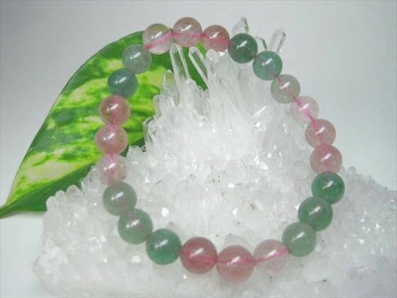 【均一ブレスレット】ミックスストロベリークォーツ品質AAAΦ7.5-8mm
