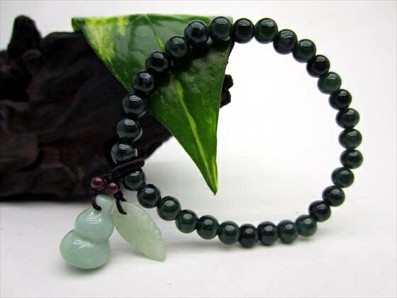 【均一ブレスレット】グアテマラ産翡翠(ジェダイト)・濃色ひょうたんΦ6±0.2mm