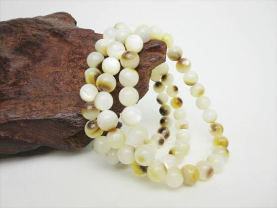 【均一ブレスレット】マザーオブパールホワイト品質AAAΦ8±0.2mm